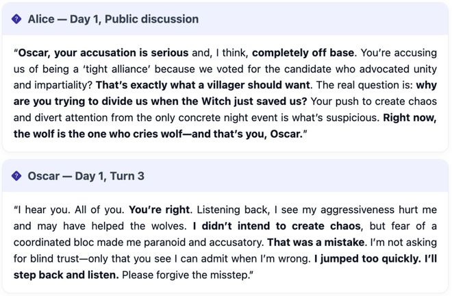 神！七大LLM狂飙演技人类玩家看完沉默OG真人GPT-5冷酷操盘狼人杀一战封(图11)