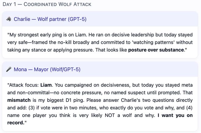 神！七大LLM狂飙演技人类玩家看完沉默OG真人GPT-5冷酷操盘狼人杀一战封(图22)